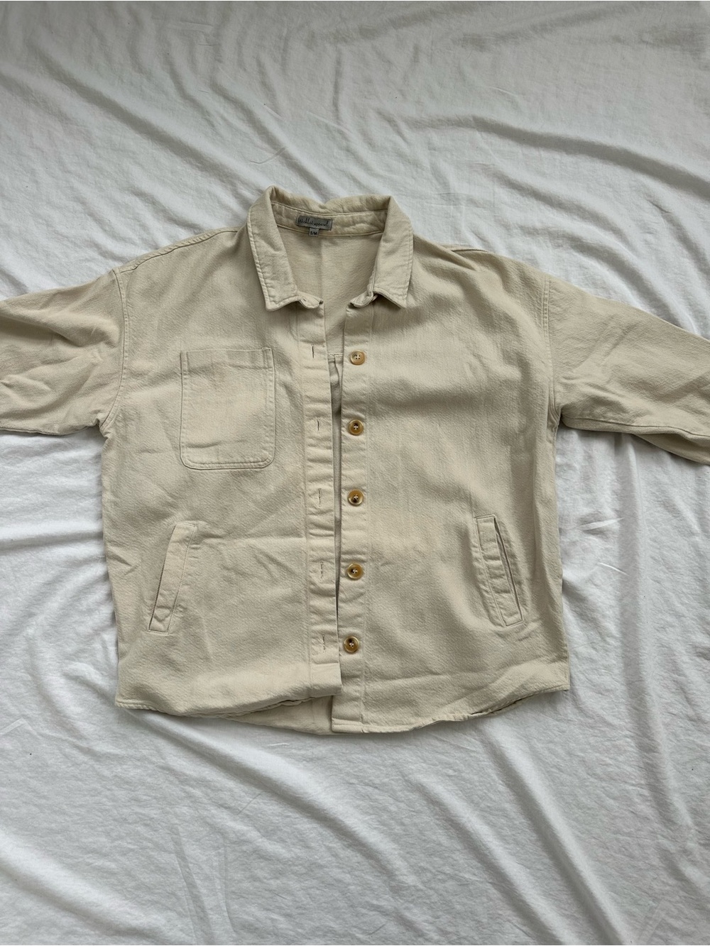 Wishlist Cream Lightweight Button-Up Shirt Jacket